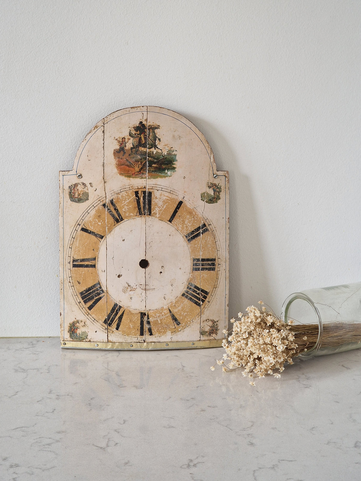 Old wooden clock face