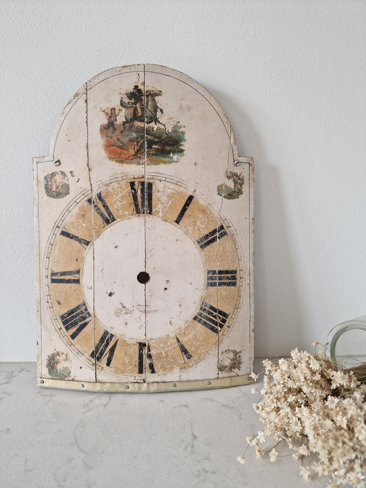 Old wooden clock face