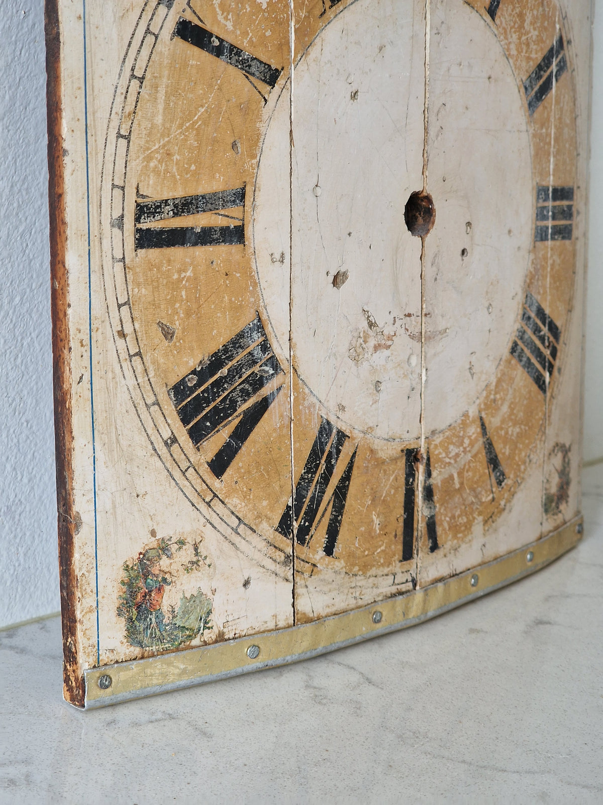 Old wooden clock face