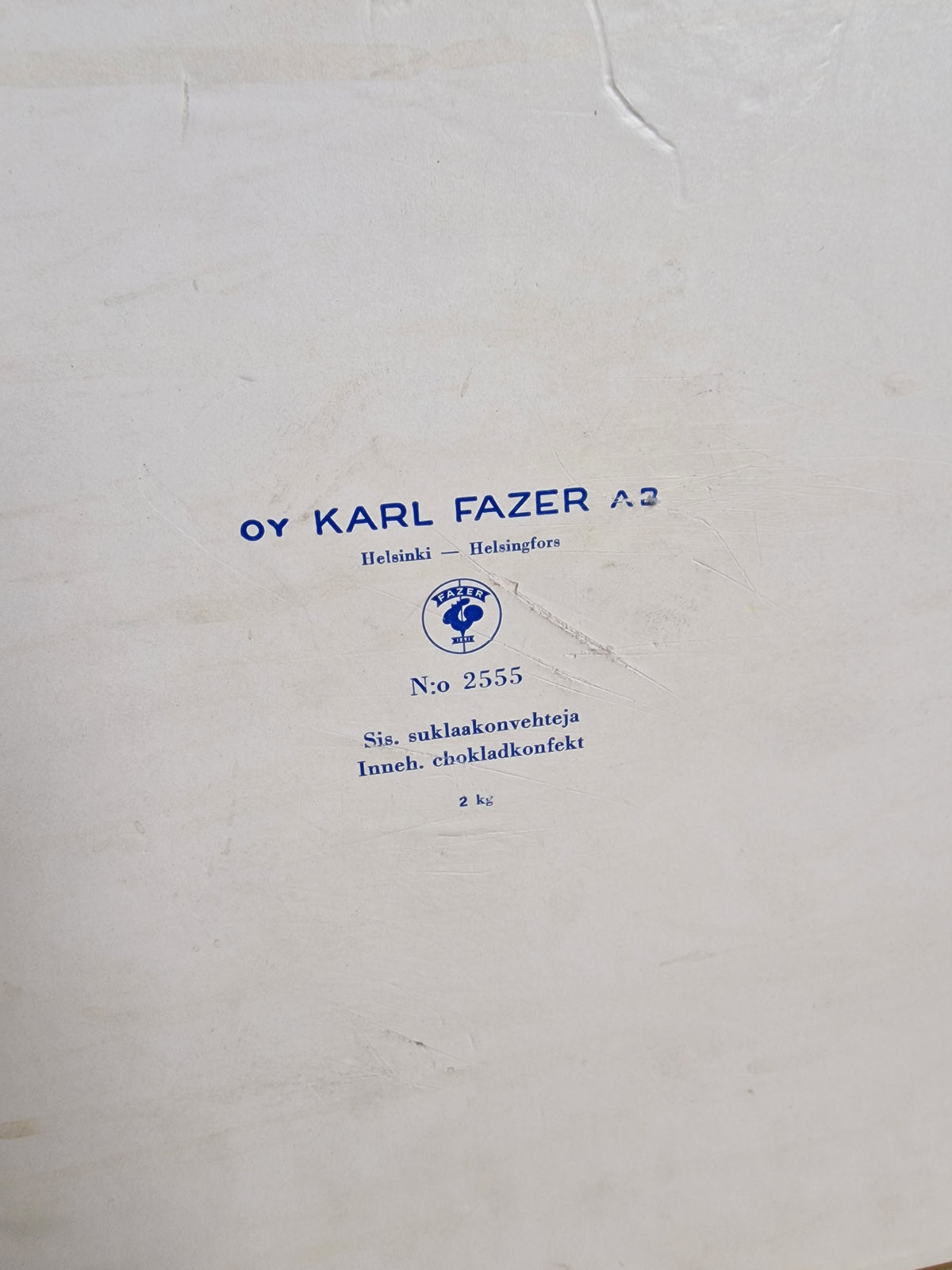 Karl Fazer chocolate candy box with fabric lid