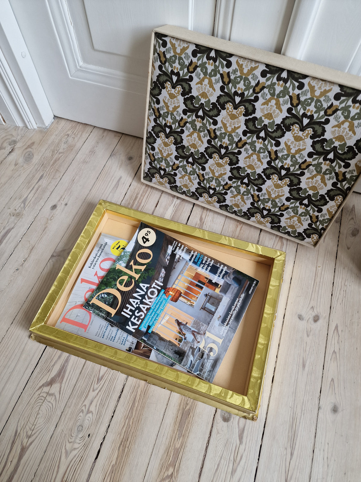 Karl Fazer chocolate candy box with fabric lid