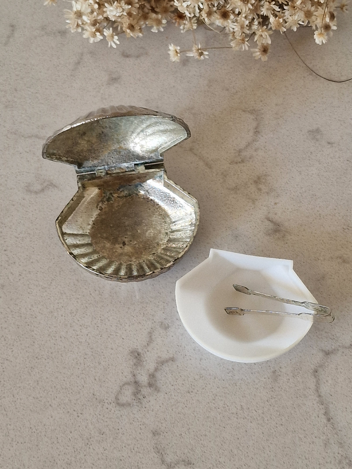 A small clamshell box