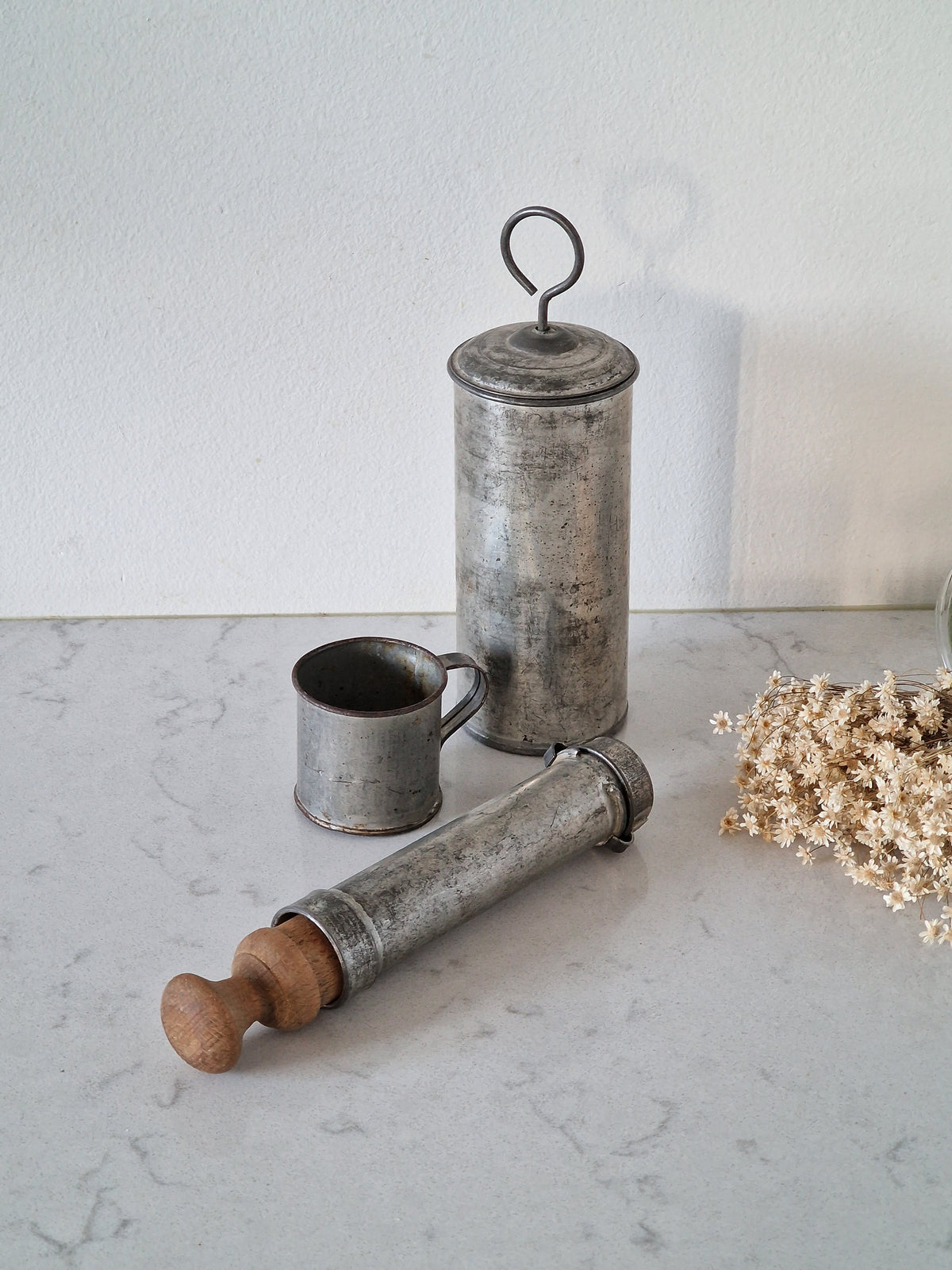 A set of old kitchen utensils