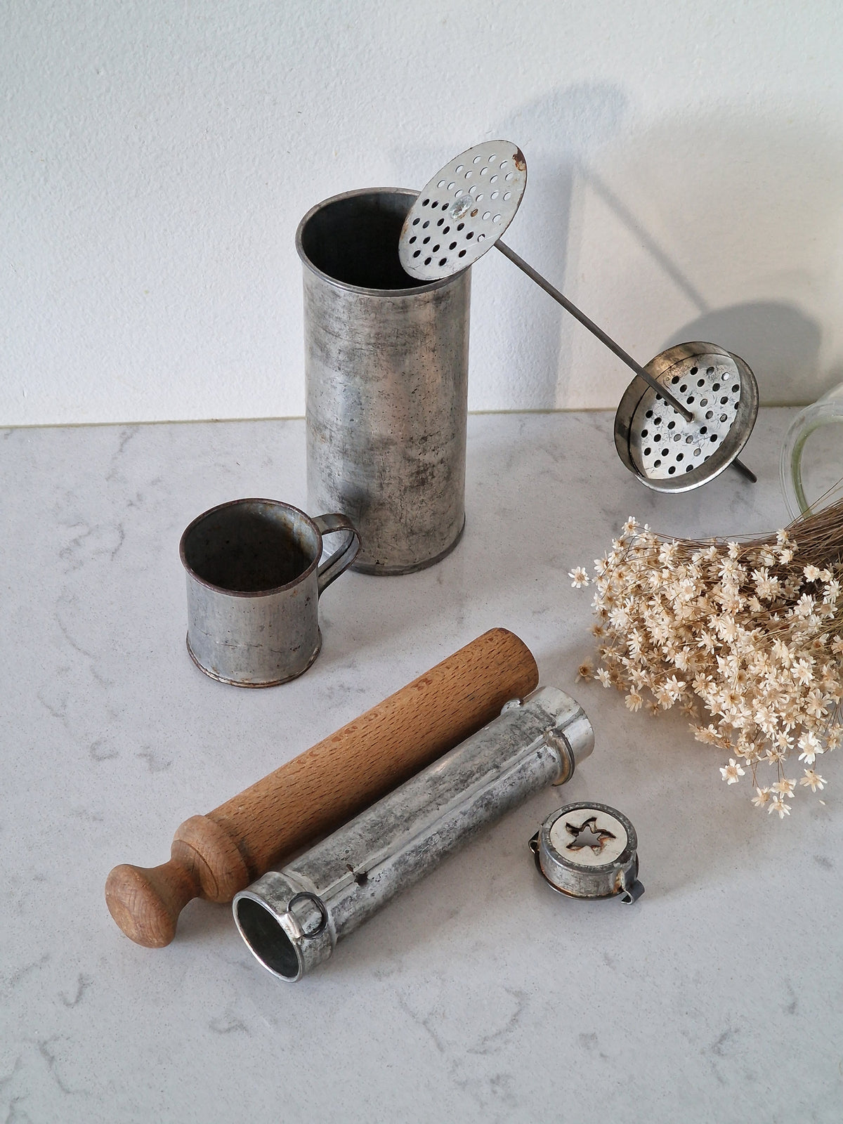 A set of old kitchen utensils