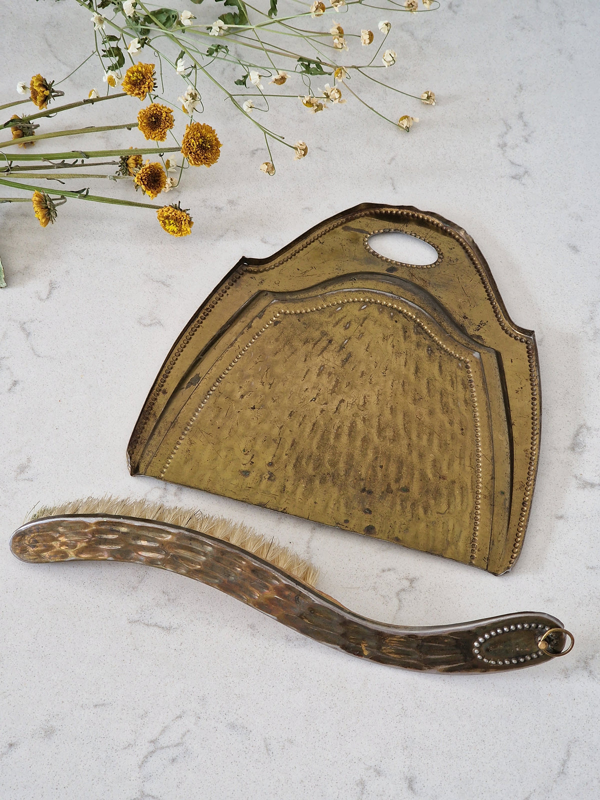 Weed shovel and brush
