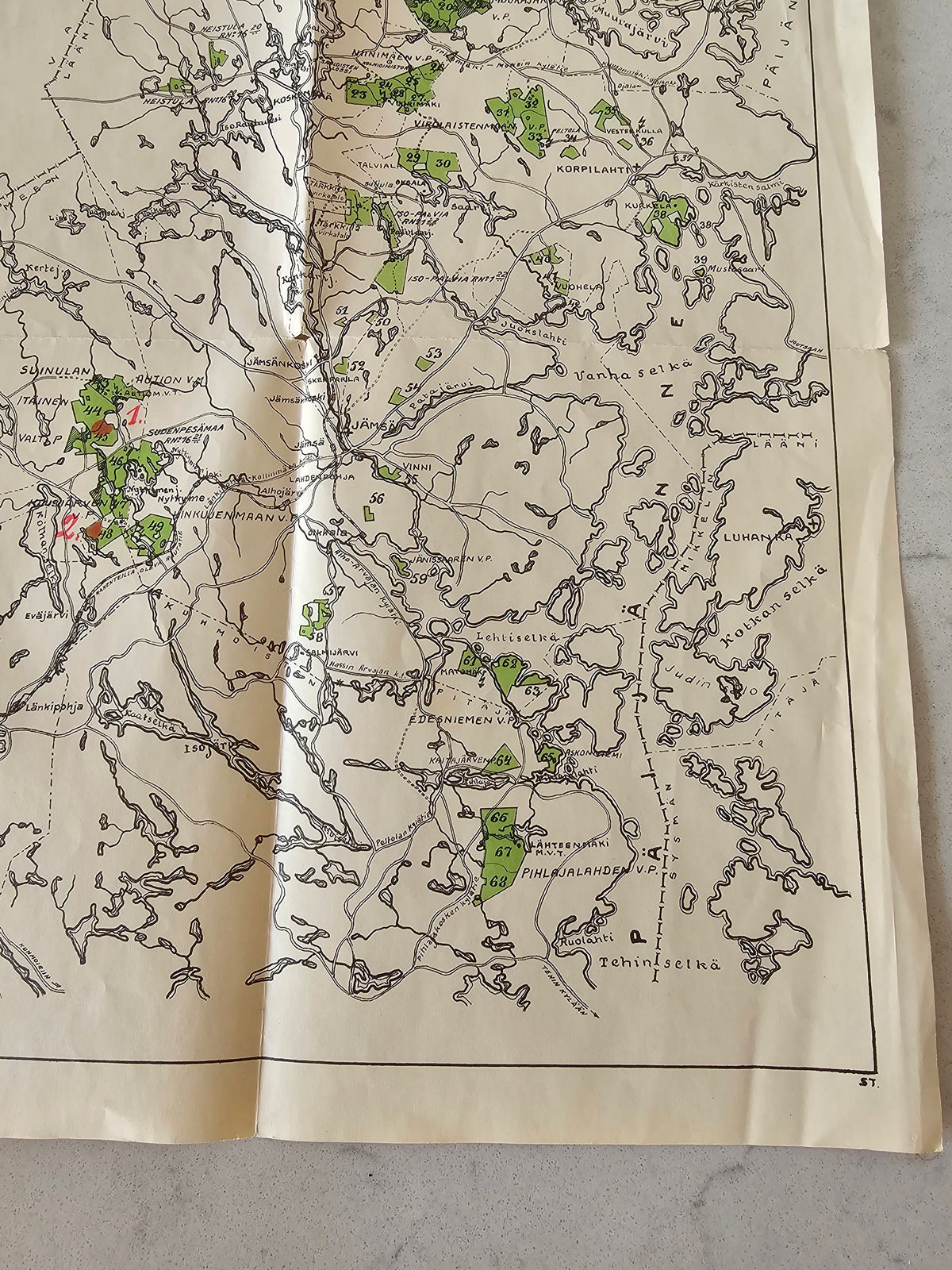 Vanha kartta Jämsän Hoitoalue 1940