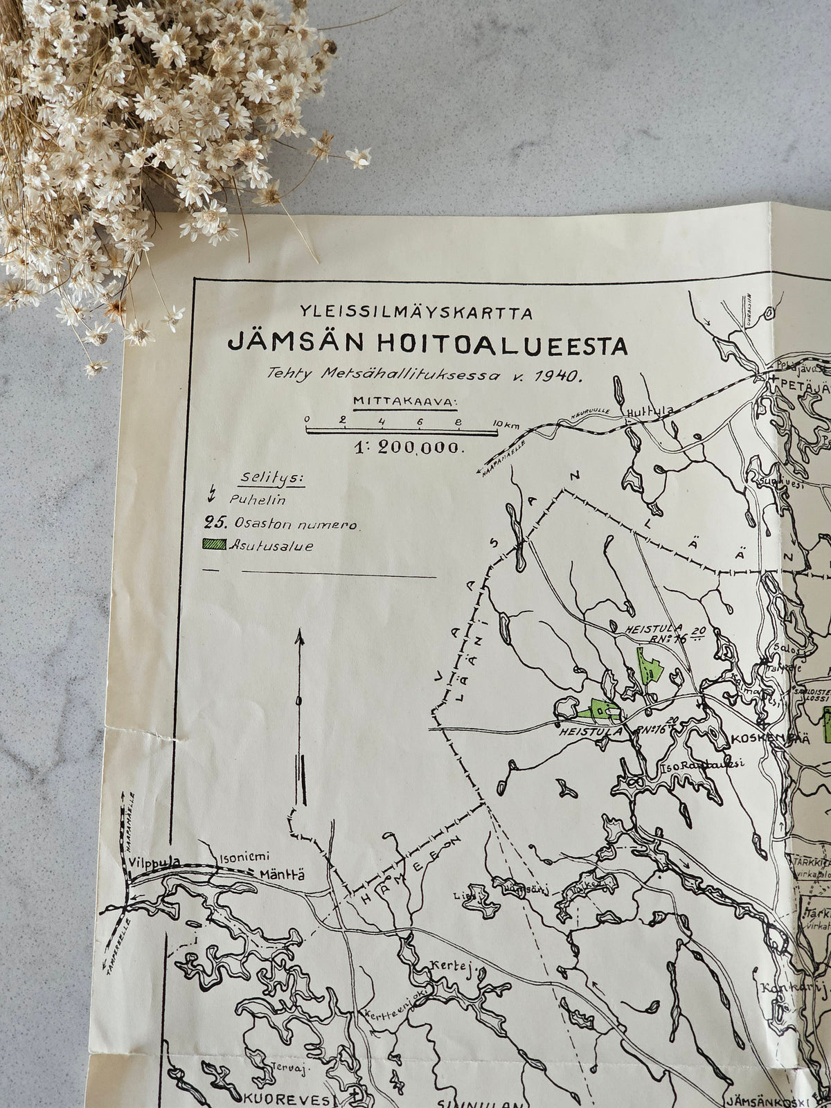 Vanha kartta Jämsän Hoitoalue 1940