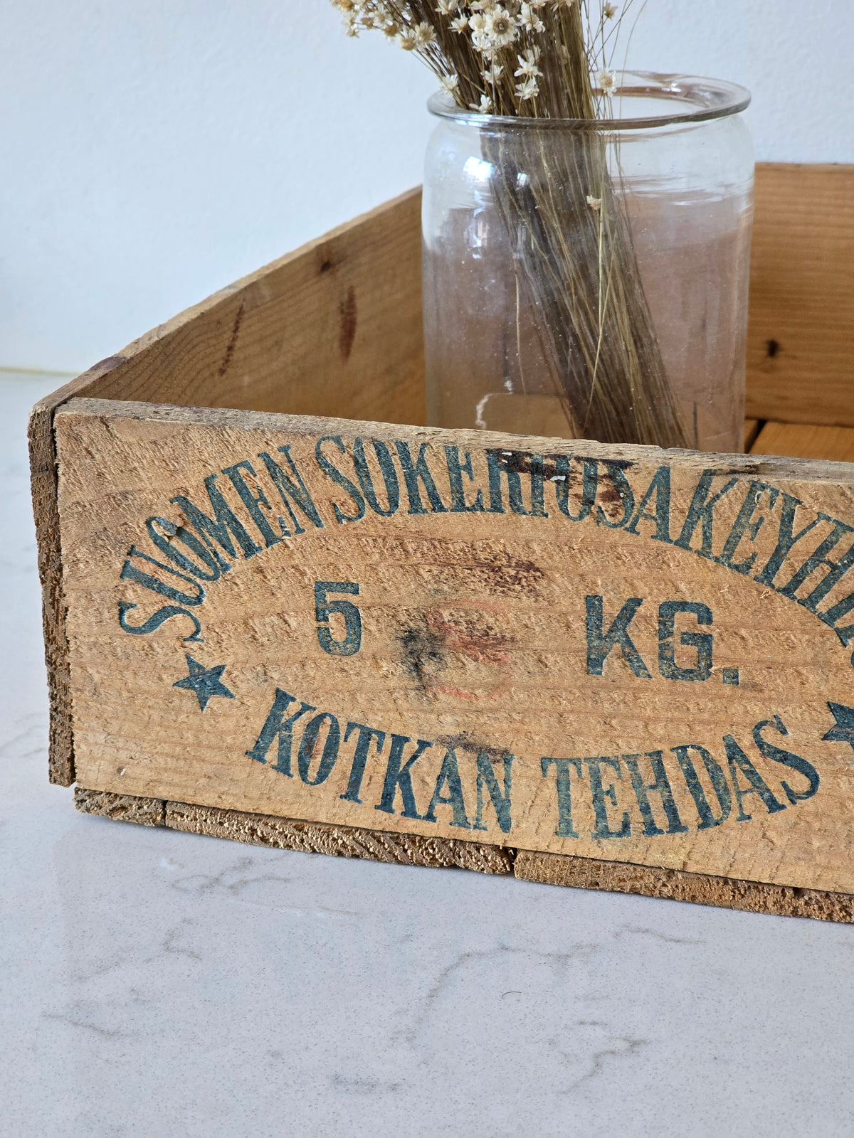 Suomen Sokeri OY Kotka vintage puulaatikko