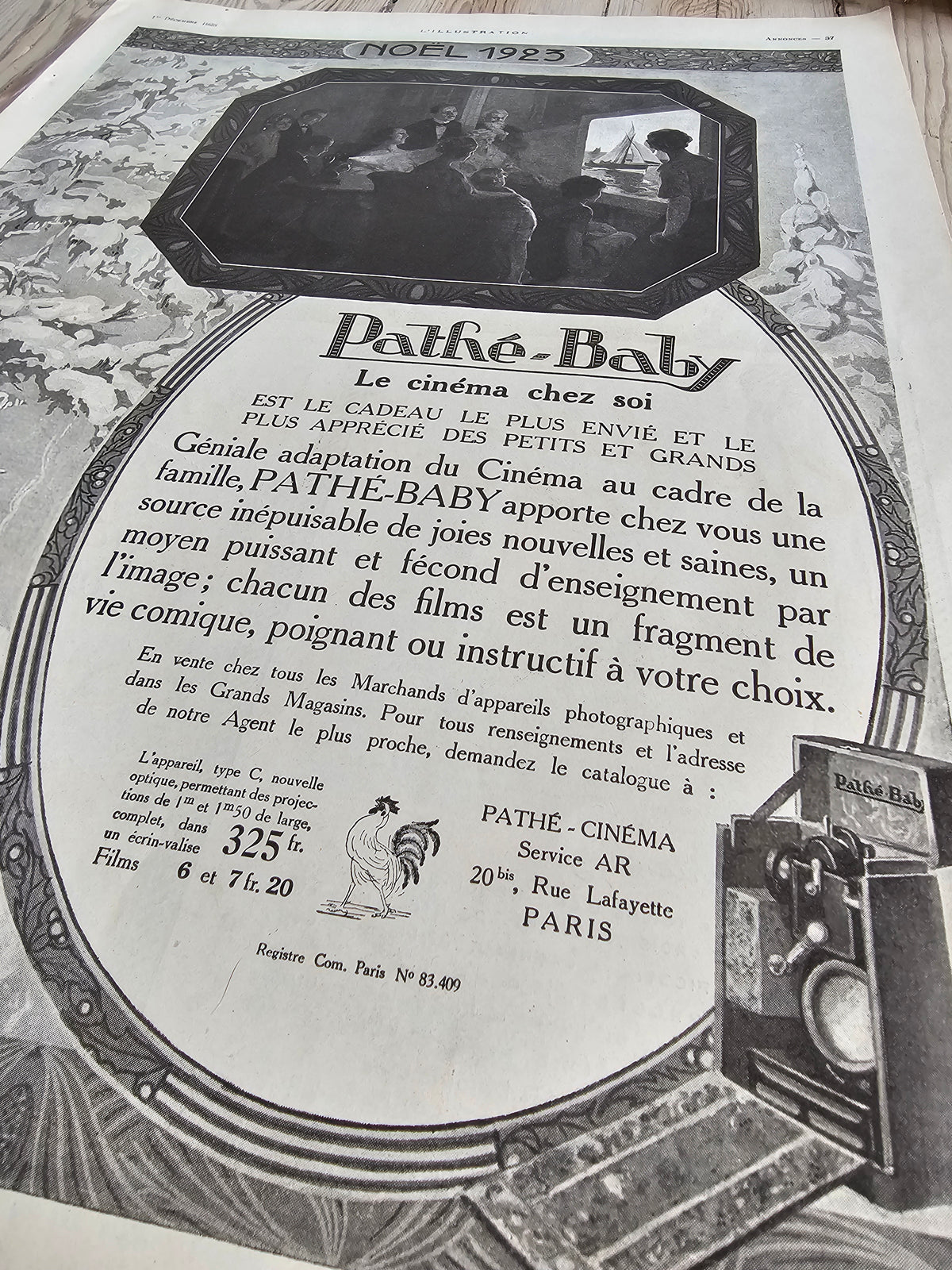 Ranskalainen projektorimainos Pathe Baby, 1924